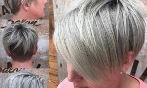 Ash Blonde Undercut Pixie With Long Bangs
